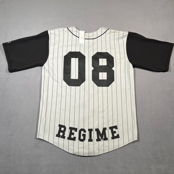 Civil Regime 08 Baseball Jersey Mens Large Gray Black Striped Shirt - Picture 1 of 8